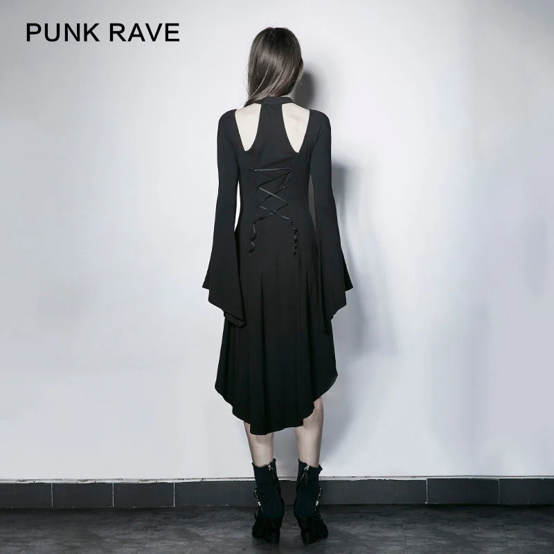 PQ-203 Dark Witch Sexy Irregular Hem Front Cross Gothic Dresses - Image 3