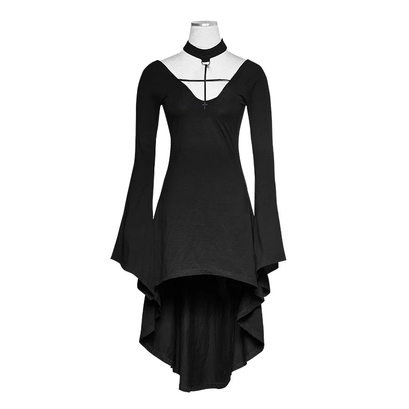 PQ-203 Dark Witch Sexy Irregular Hem Front Cross Gothic Dresses - Image 4