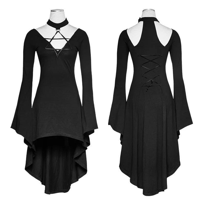 PQ-184 Dark Witch Sexy Irregular Hem Long Sleeve Gothic Dresses - Image 4