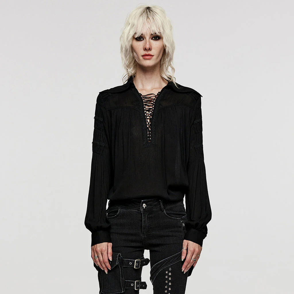 WY-1526CCF Deep V-neck Goth Shirt - Image 6