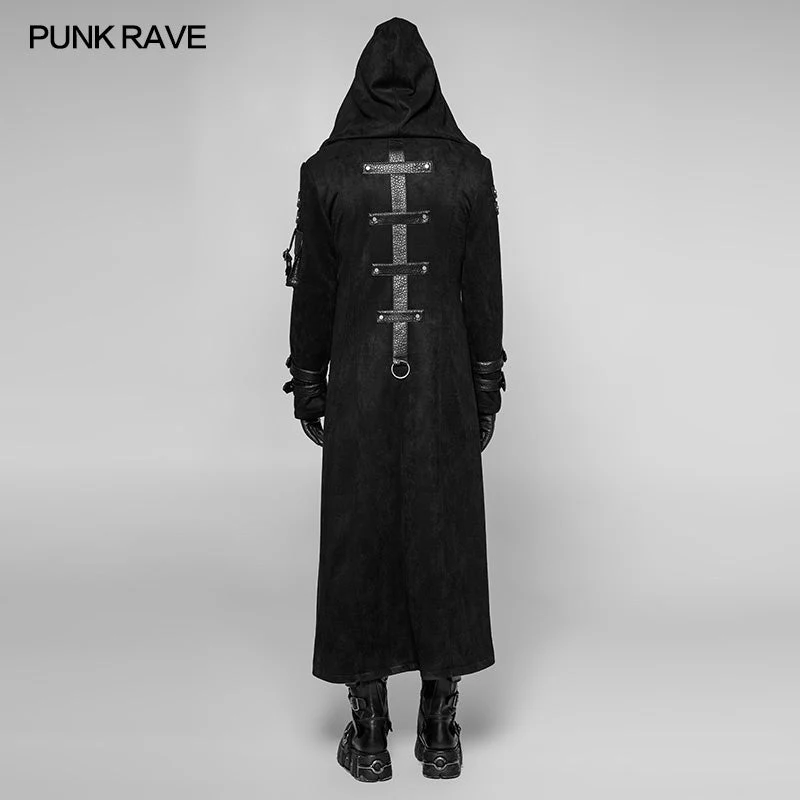 WY-933 Diablo Assassin Killer Dark Punk Hooded Long Coat Jacket For Men - Image 3