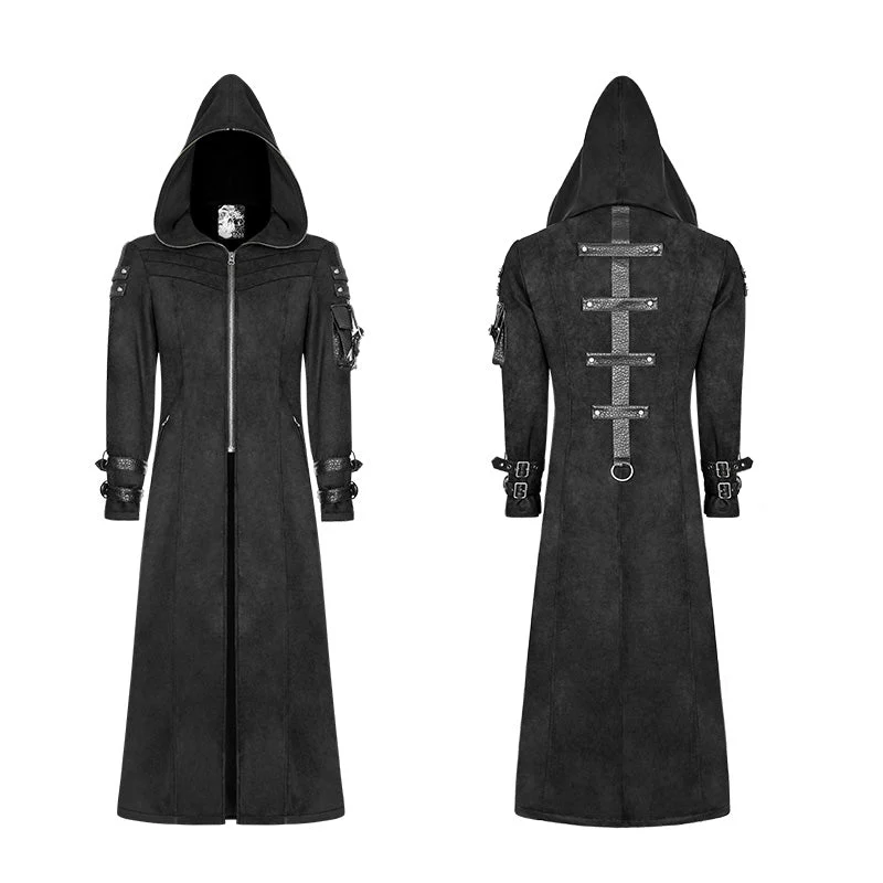 WY-933 Diablo Assassin Killer Dark Punk Hooded Long Coat Jacket For Men - Image 4