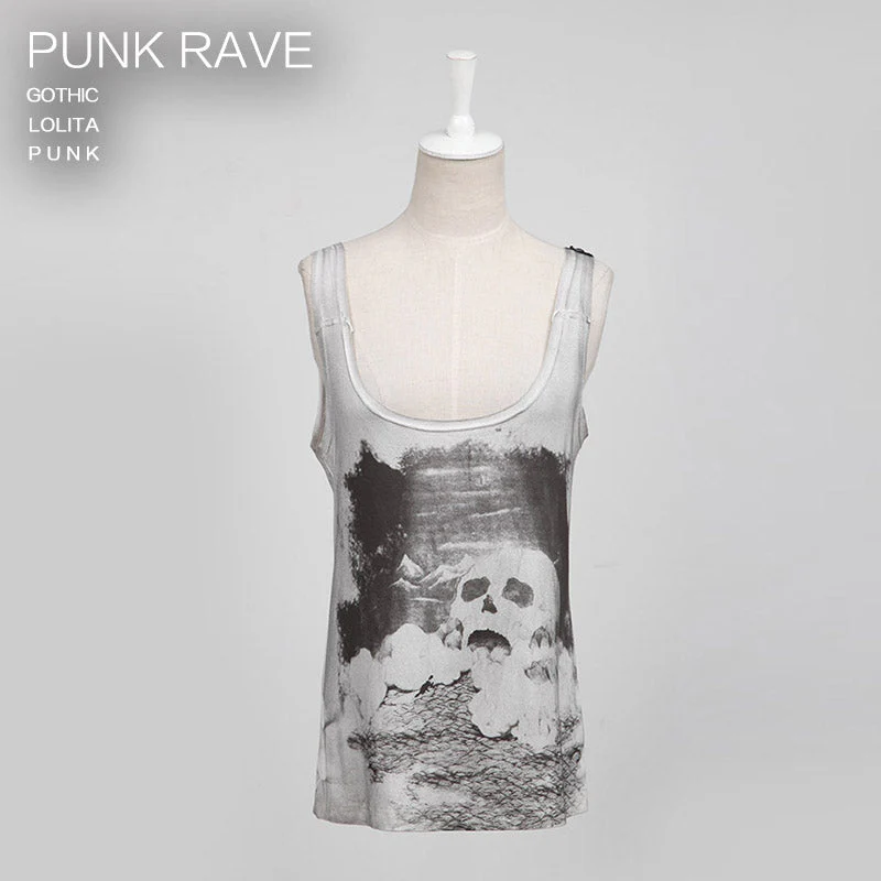T-349 Digital Printing Sleeveless Punk Shirt - Image 13