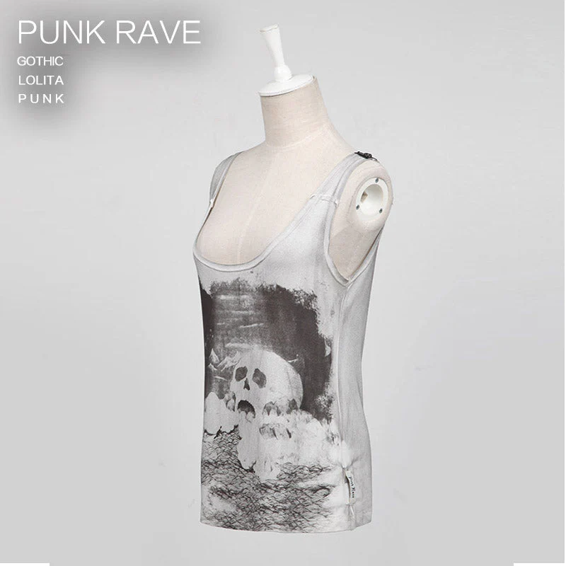 T-349 Digital Printing Sleeveless Punk Shirt - Image 14