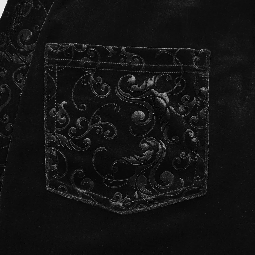 DK-640XCF Velvet Flared Gothic Pants With Embroidered Side Panels - Image 10