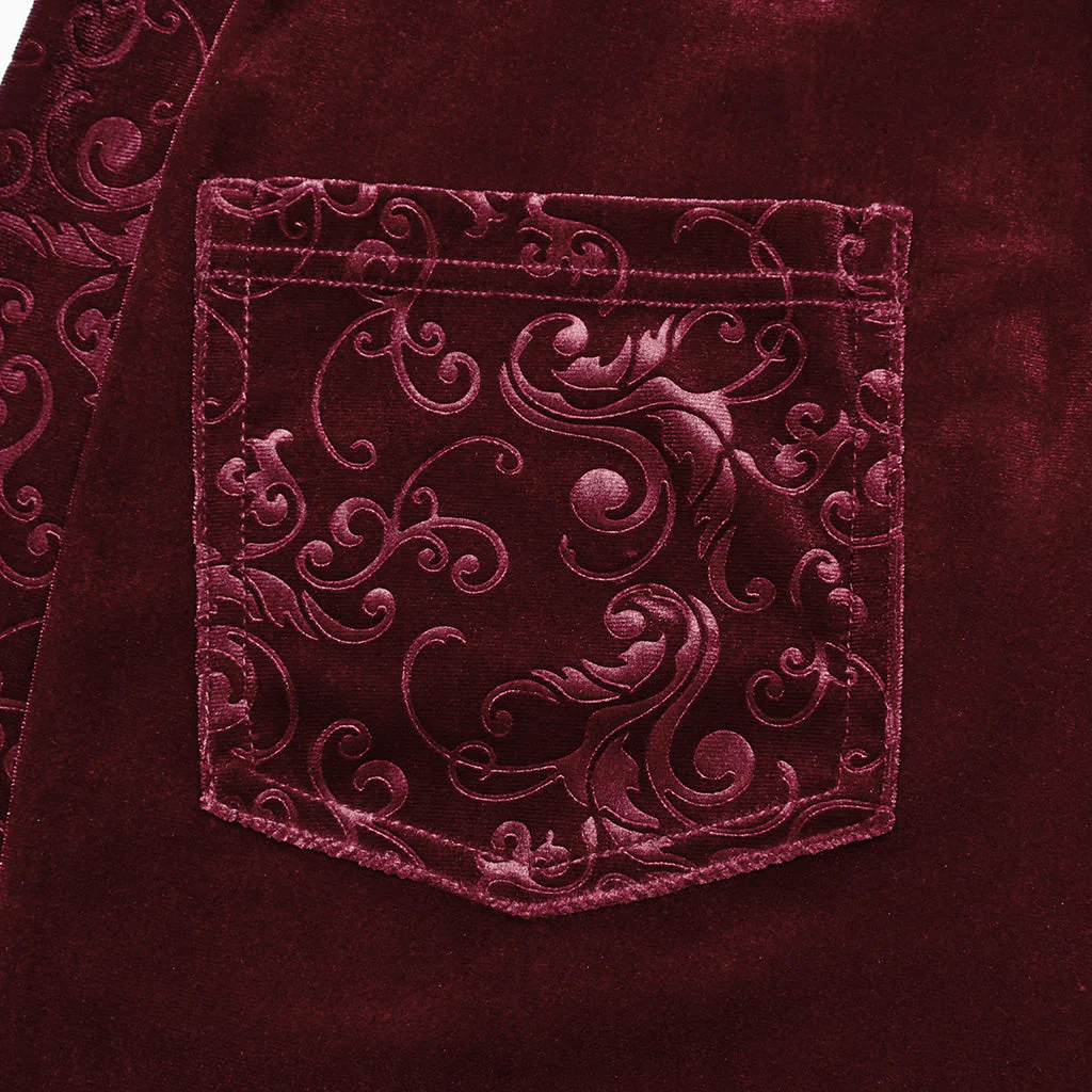 DK-640XCF Velvet Flared Gothic Pants With Embroidered Side Panels - Image 13