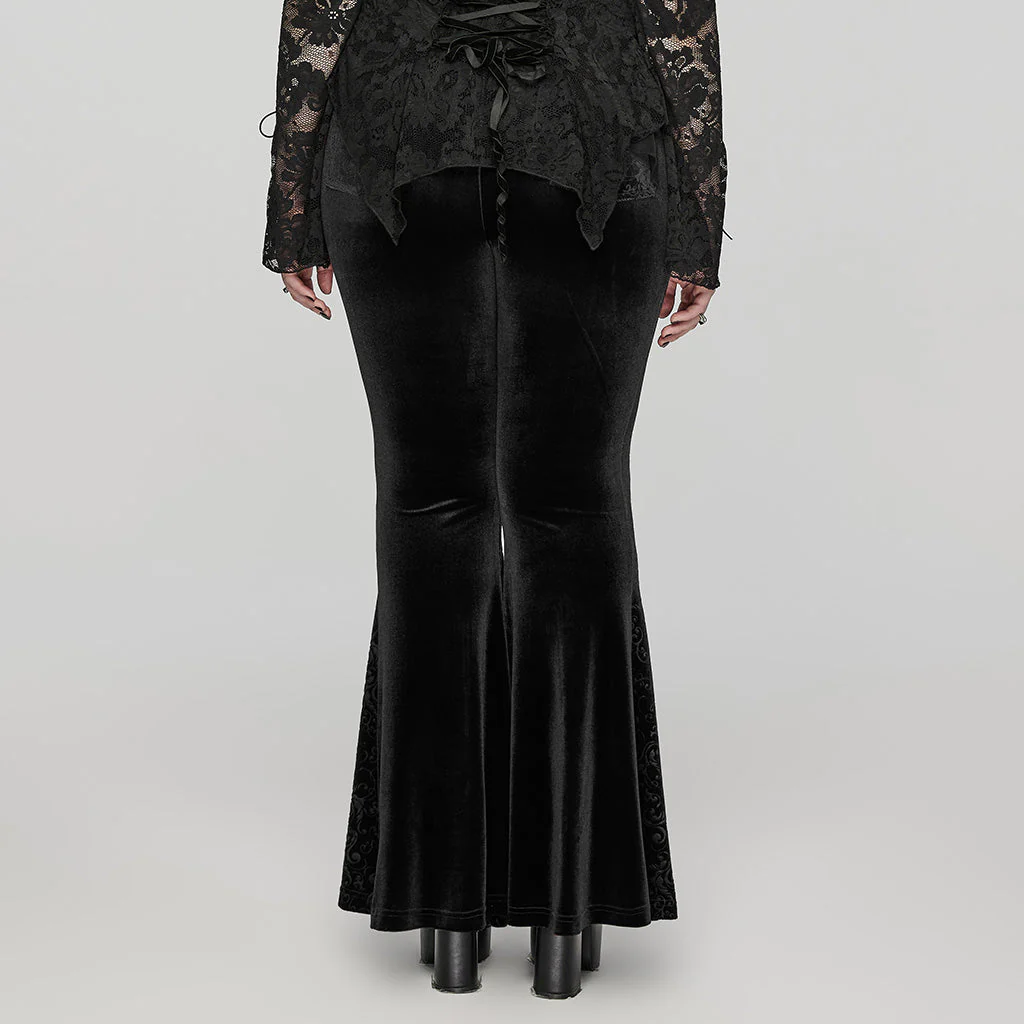 DK-640XCF Velvet Flared Gothic Pants With Embroidered Side Panels - Image 23