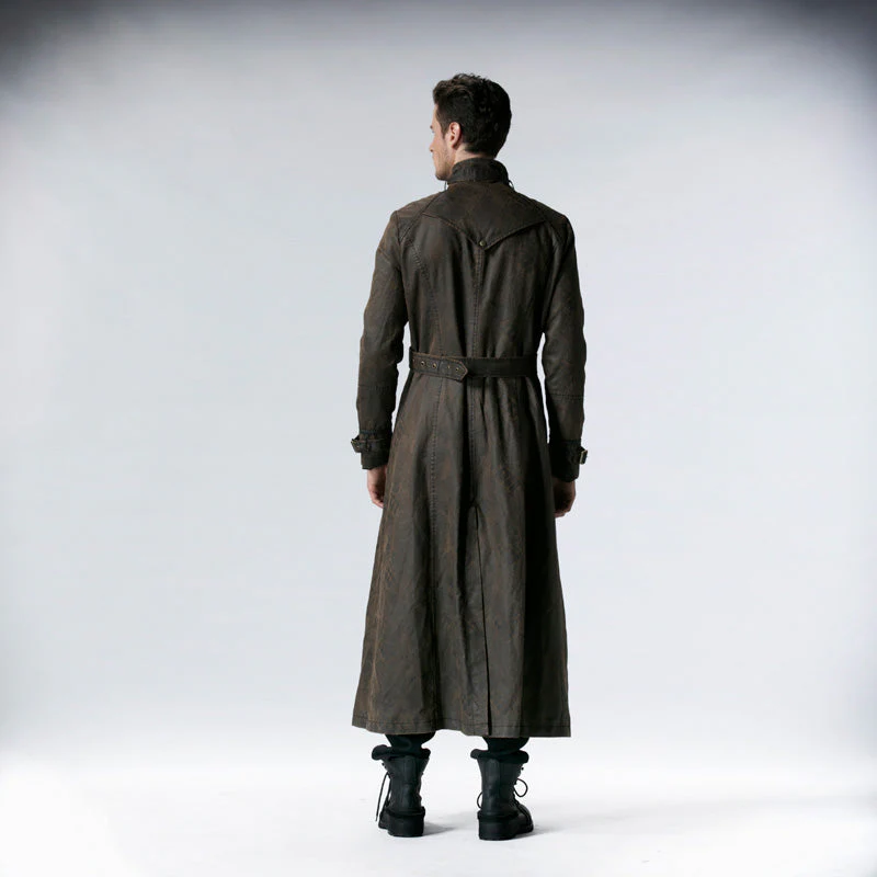 Y-556 Do The Old Long Punk Trench Coat With Stand Up Collar - Image 2