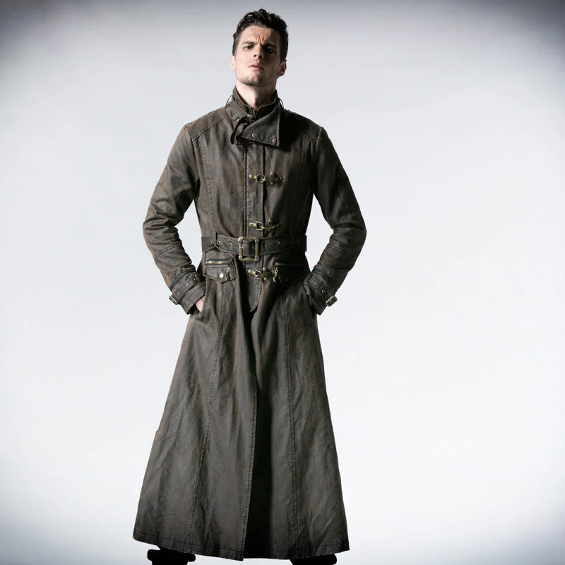 Y-556 Do The Old Long Punk Trench Coat With Stand Up Collar - Image 4