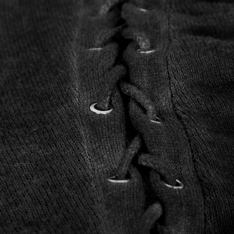 PM-036 Double Row Corns Punk Sweaters With Metal Eyelets Through Cotton Rope - Image 10
