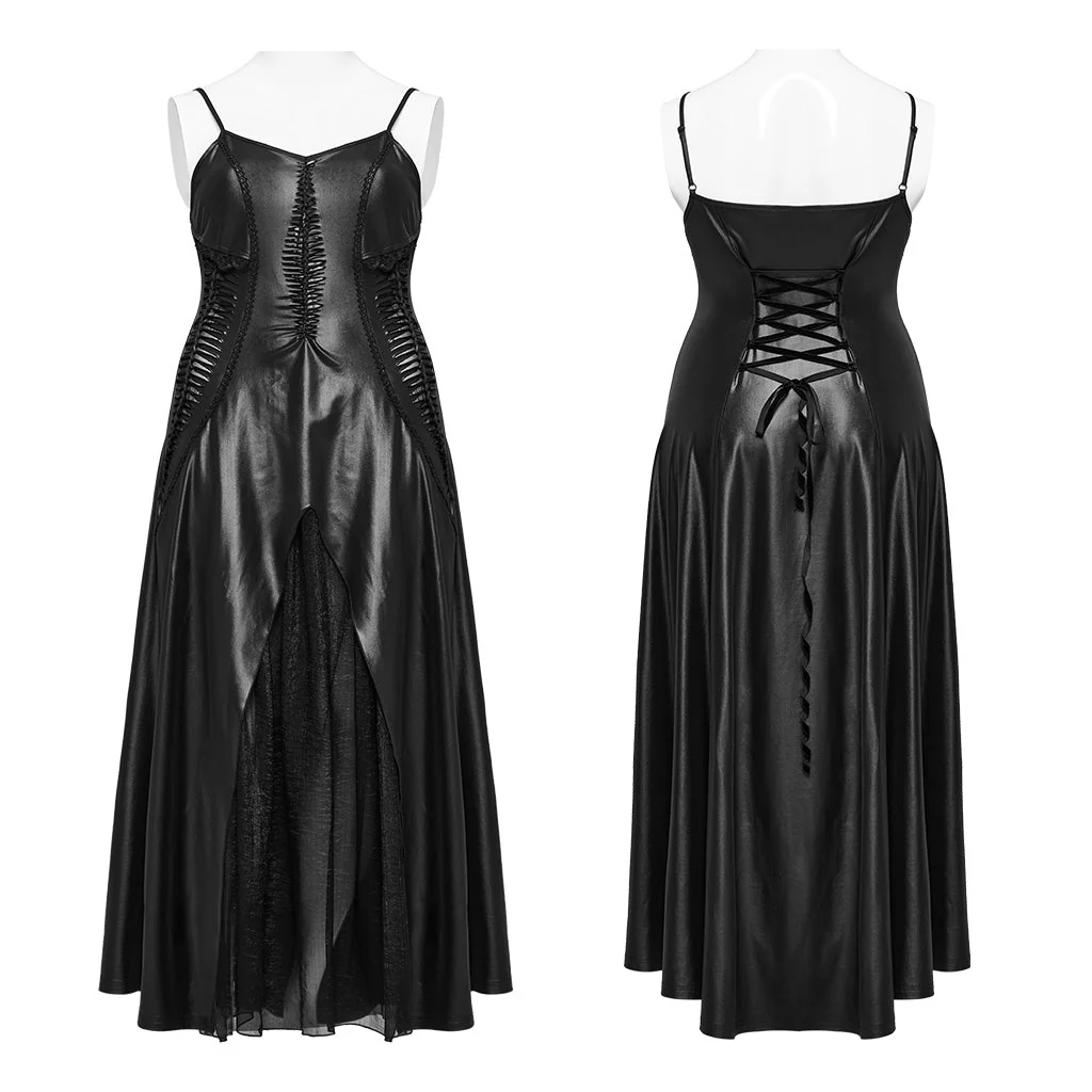 DQ-683LQF Gothic Braided Leather Corset Dress with Lace Panels - Image 6
