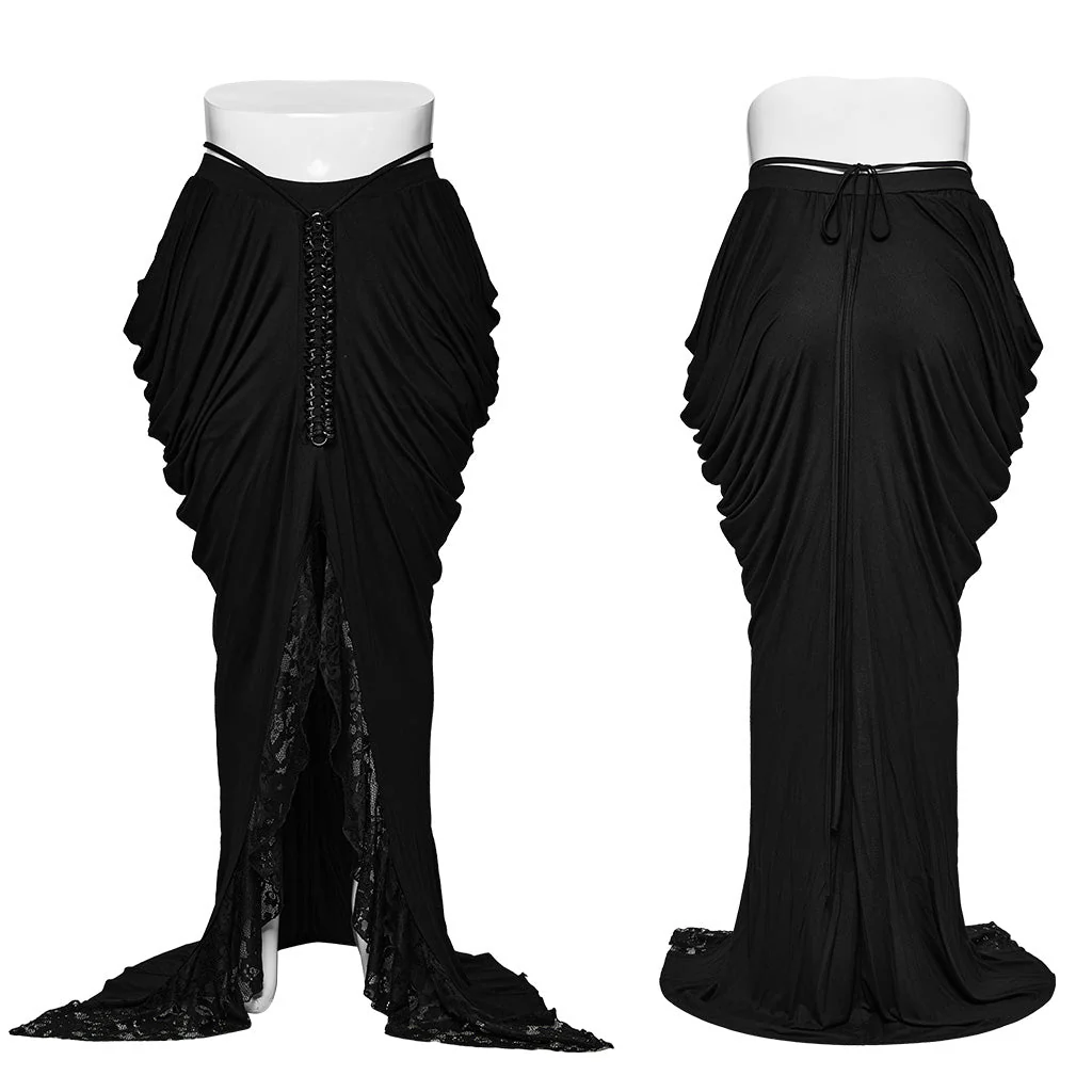 DQ-702BQF Elegant High-Waist Gothic Skirt with Lace and Corset Detailing - Image 16