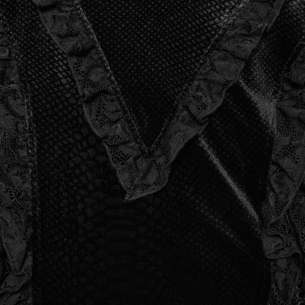 DQ-722LQF Elegant Black Gothic Lace Long-Sleeve Dress - Image 16