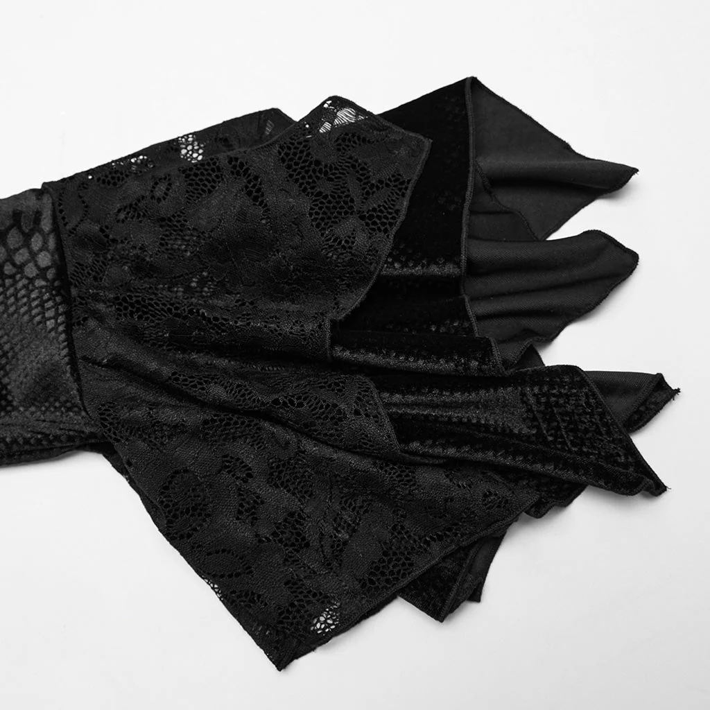 DQ-722LQF Elegant Black Gothic Lace Long-Sleeve Dress - Image 17