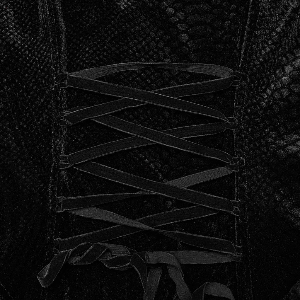 DQ-722LQF Elegant Black Gothic Lace Long-Sleeve Dress - Image 9