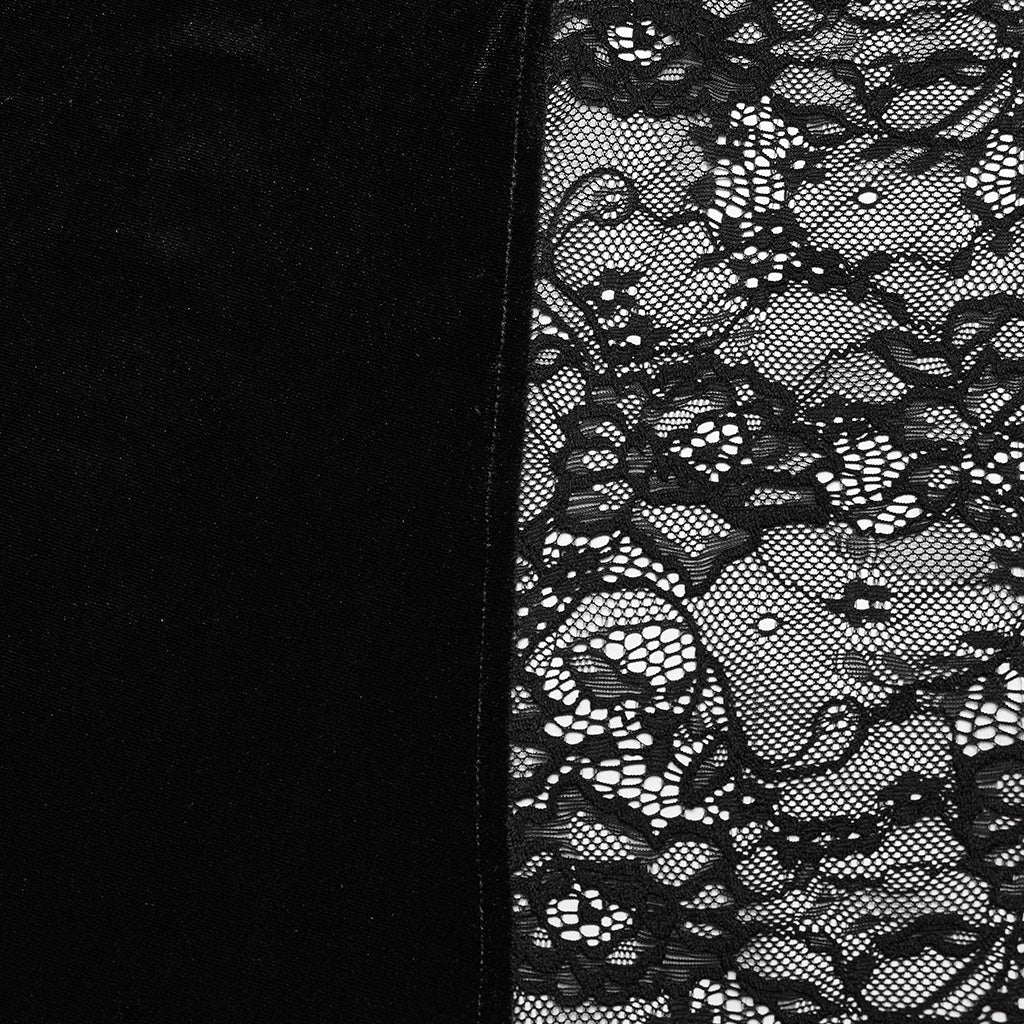 DQ-728BQF Velvet Gothic Skirt with Lace Panel and Ruffled Design - Image 20