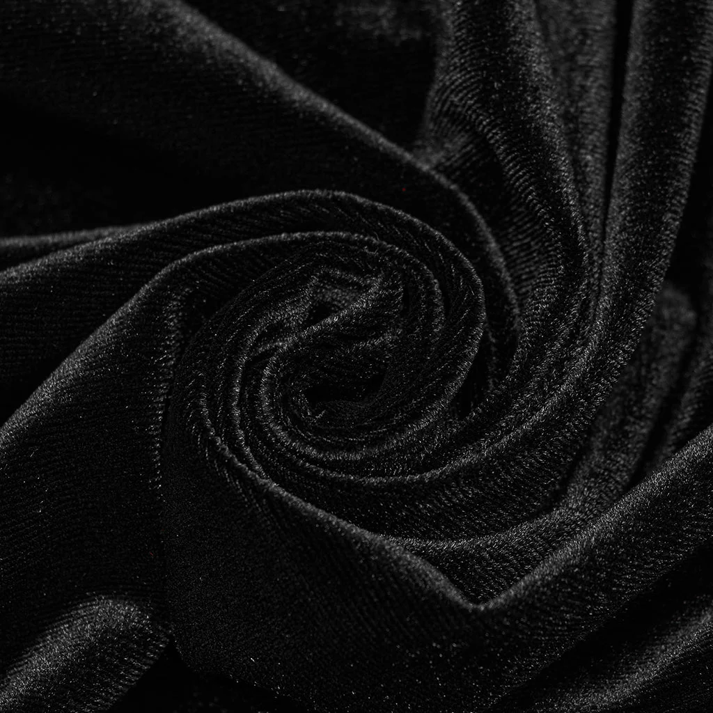DQ-728BQF Velvet Gothic Skirt with Lace Panel and Ruffled Design - Image 9