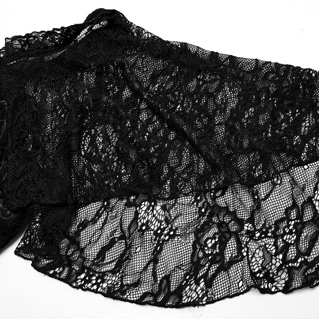 DQ-730LQF Gothic Velvet Off-Shoulder Dress with Lace Sleeves - Image 38