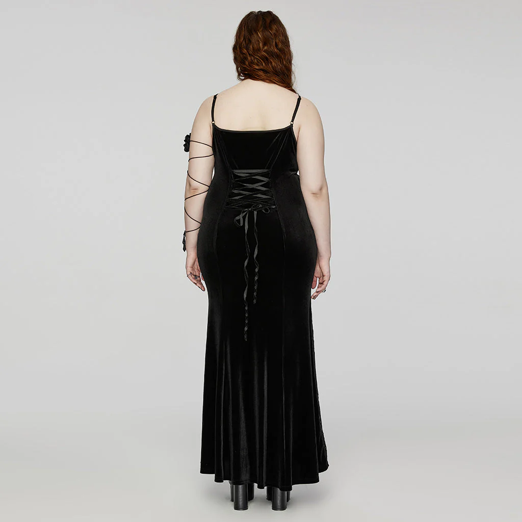DQ-731LQF Elegant Lace Gothic Dress with Heart Detail Black Velvet - Image 4