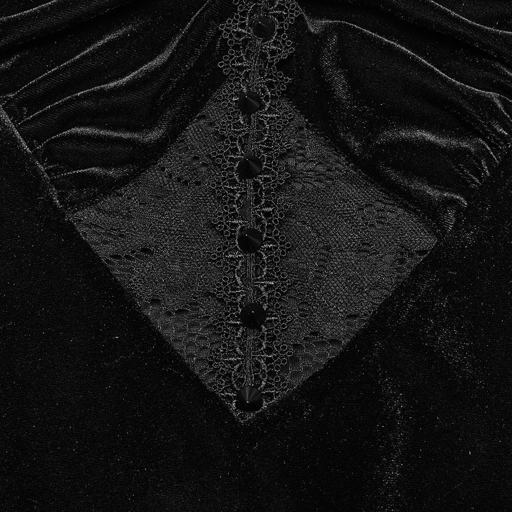 DQ-731LQF Elegant Lace Gothic Dress with Heart Detail Black Velvet - Image 8