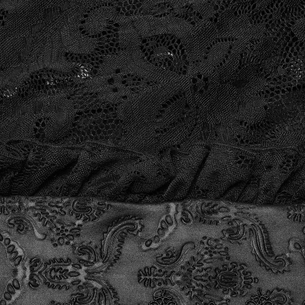 DQ-744BQF Gothic Lace Overlay Asymmetrical Maxi Skirt - Image 19