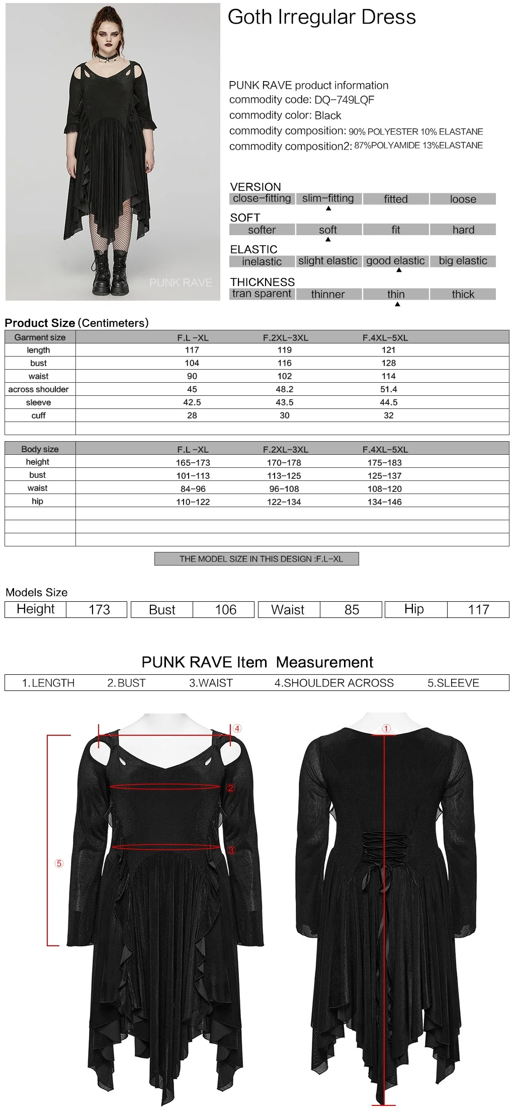 DQ-749LQF Elegant Gothic Dress with Irregular Hemline and Cutout Shoulders - Image 2