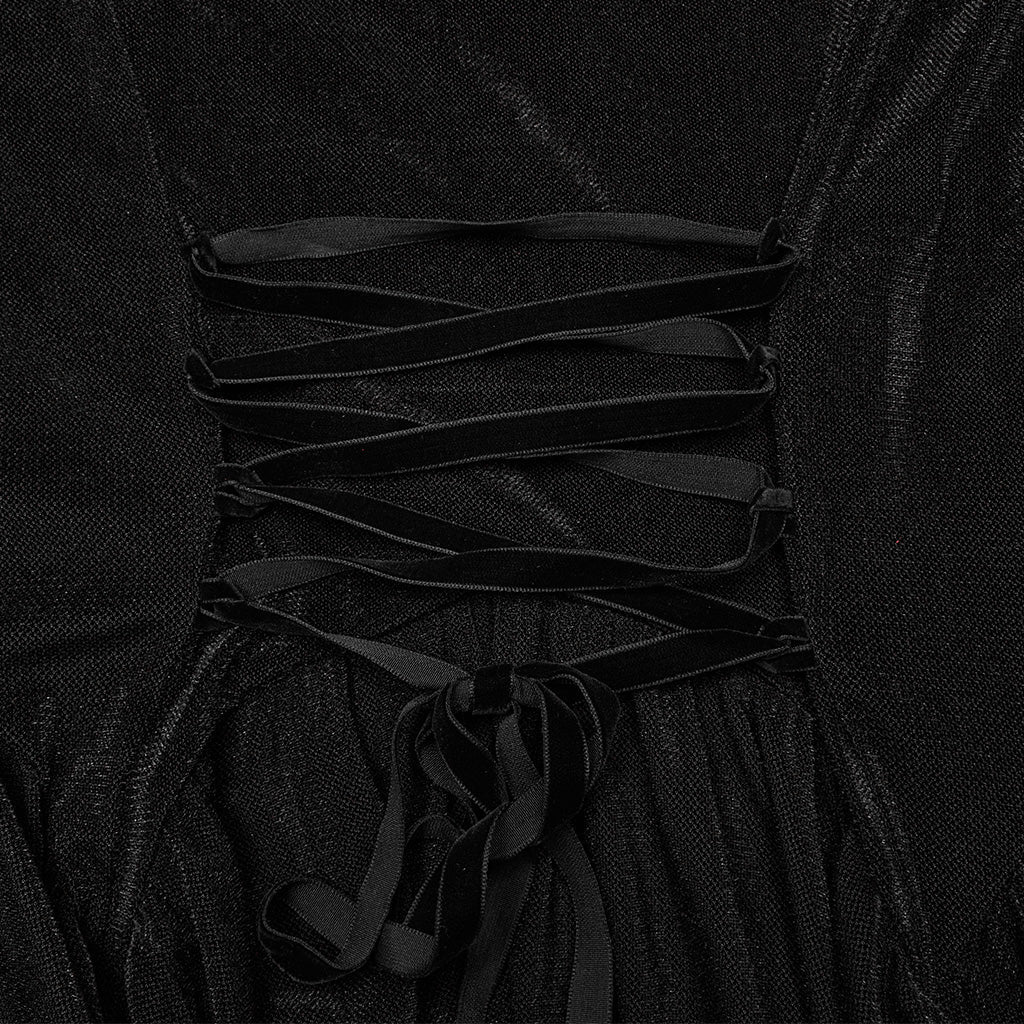 DQ-749LQF Elegant Gothic Dress with Irregular Hemline and Cutout Shoulders - Image 20