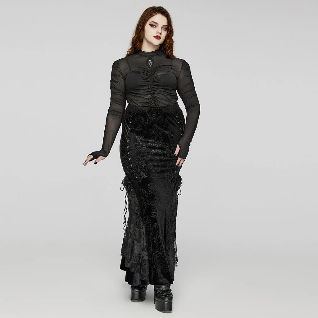 DT-800TCF Gothic Ruched Skeleton Sheer Long Sleeve T-Shirt - Image 25