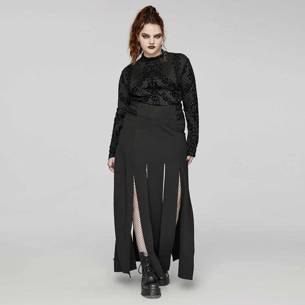 DT-830TCF Gothic Black Flocked Mesh Long Sleeve T-Shirt - Image 24