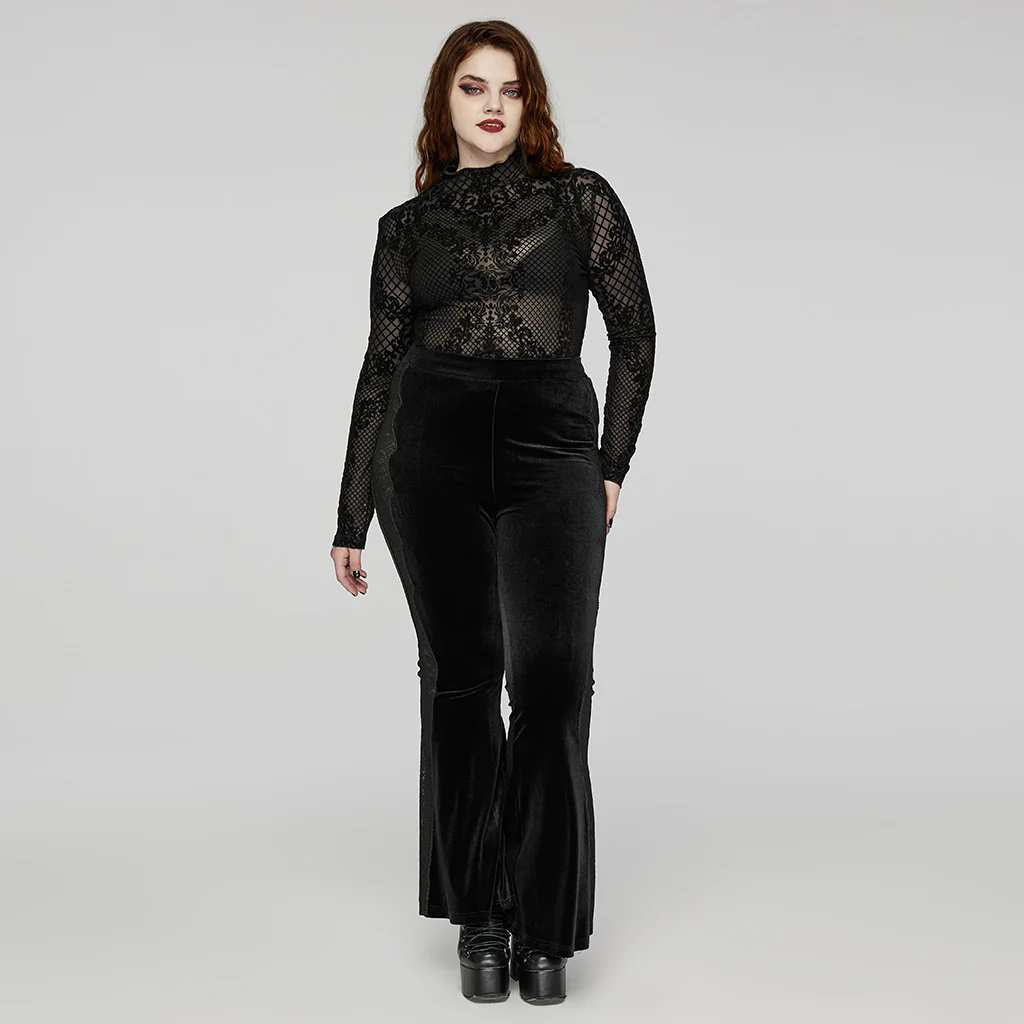 DT-832TCF Gothic T-Shirts Women??????????????????????????????????¡ì???????????????o????????????????????????????????¡ì??????????????????????????????????????????????¡ì???????????????s Black Lace Mesh Long Sleeve Top - Image 5