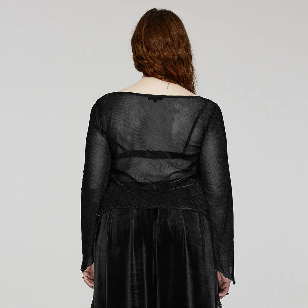 DY-1624XDF Gothic Elegance Layered Long Sleeve Mesh Shirt - Image 15