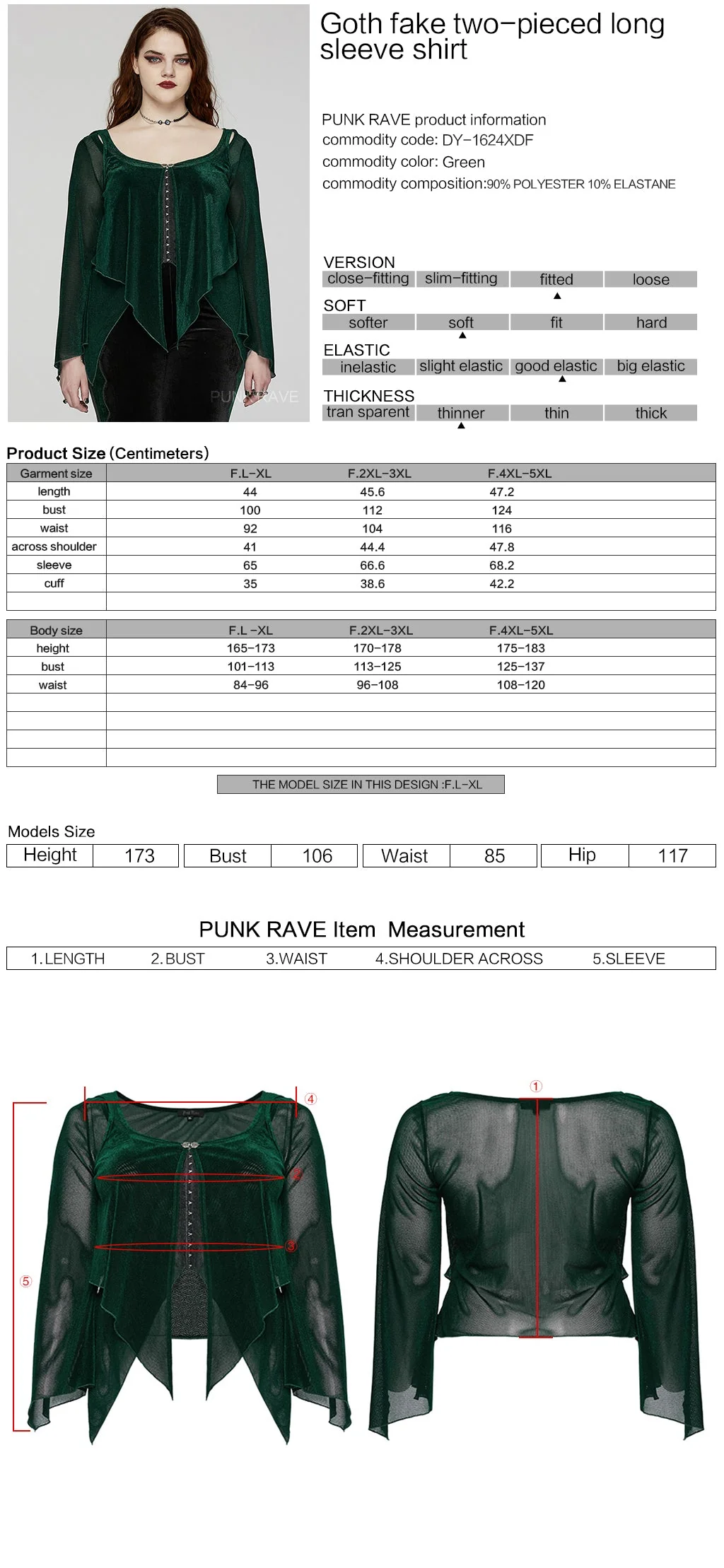 DY-1624XDF Gothic Elegance Layered Long Sleeve Mesh Shirt - Image 21