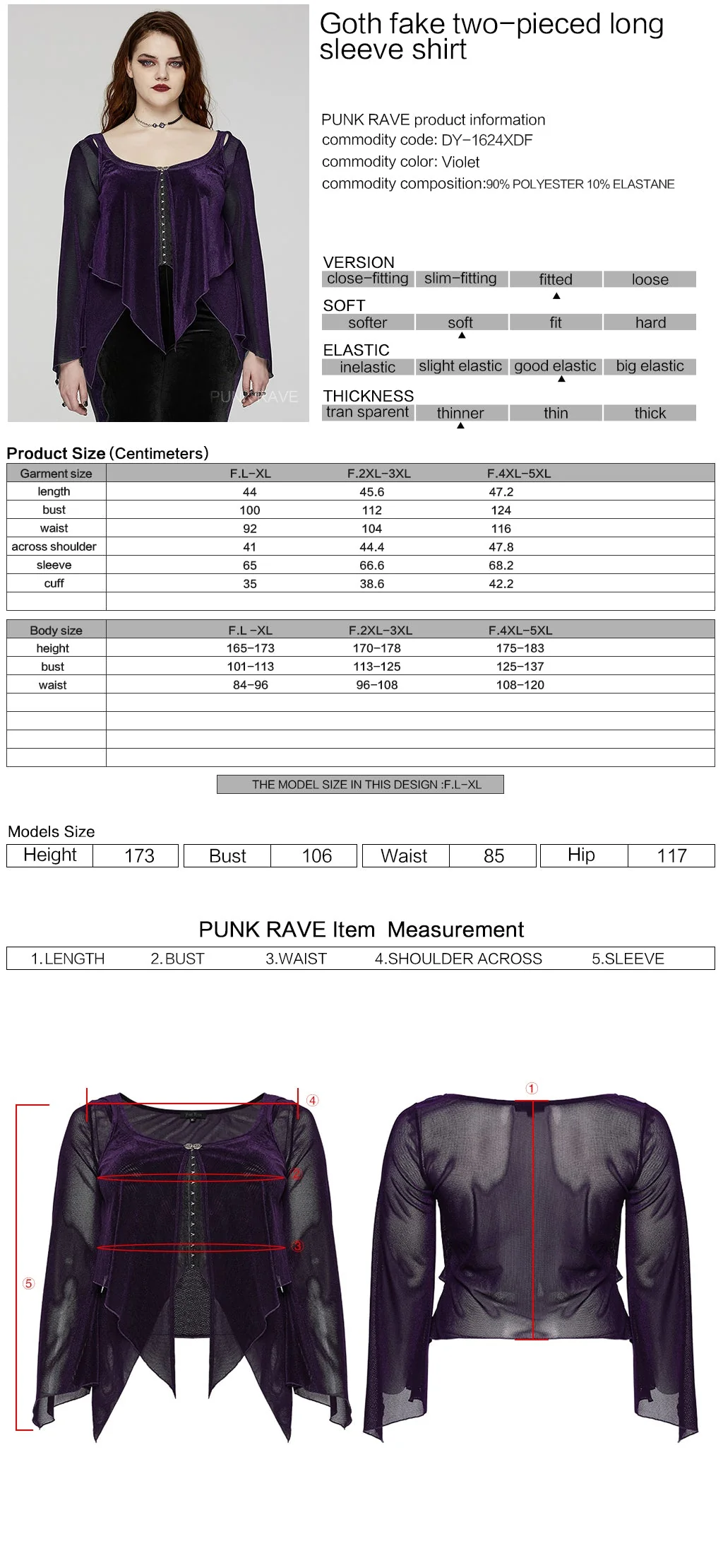 DY-1624XDF Gothic Elegance Layered Long Sleeve Mesh Shirt - Image 36