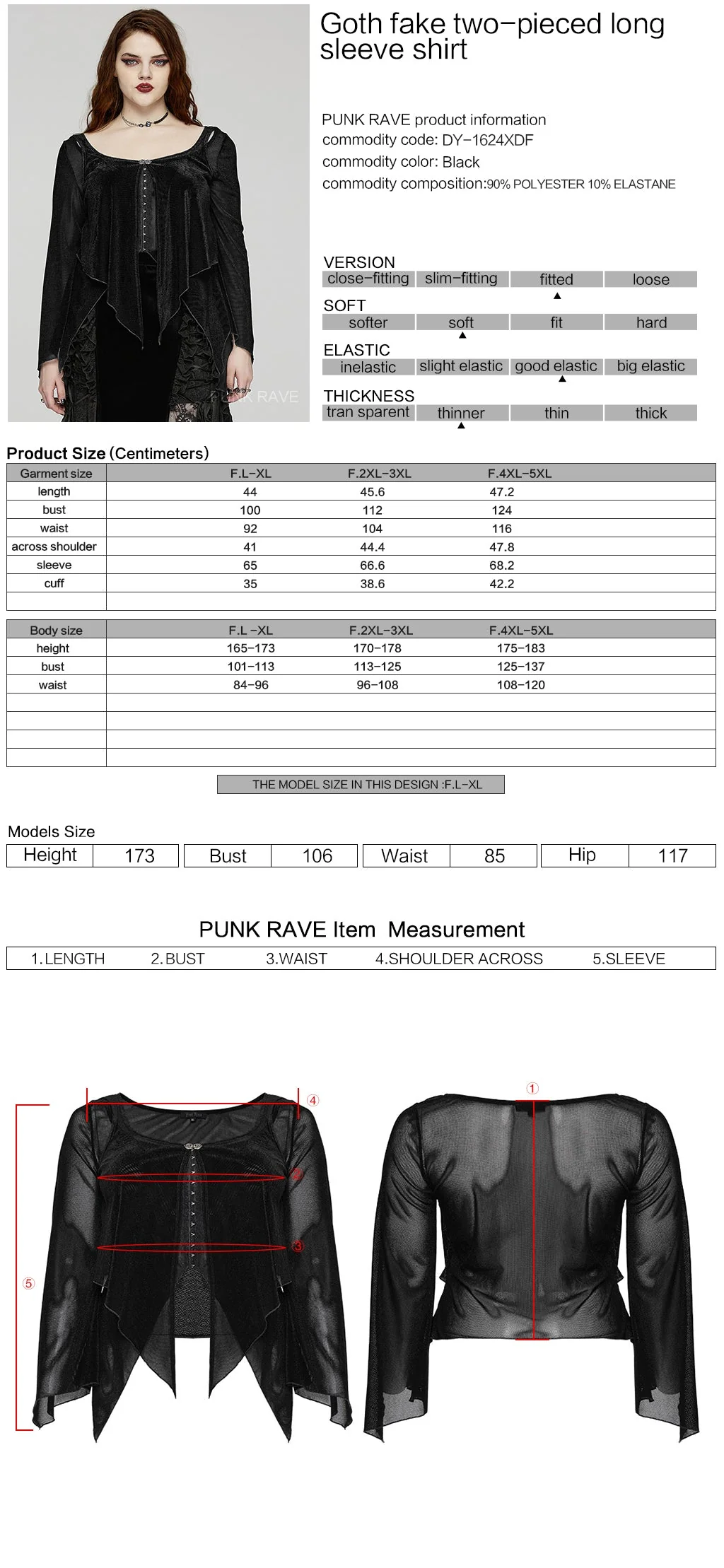 DY-1624XDF Gothic Elegance Layered Long Sleeve Mesh Shirt - Image 50