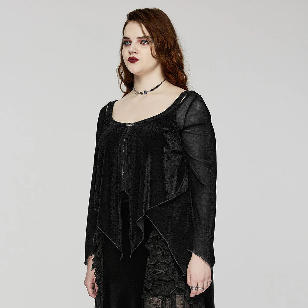 DY-1624XDF Gothic Elegance Layered Long Sleeve Mesh Shirt - Image 53