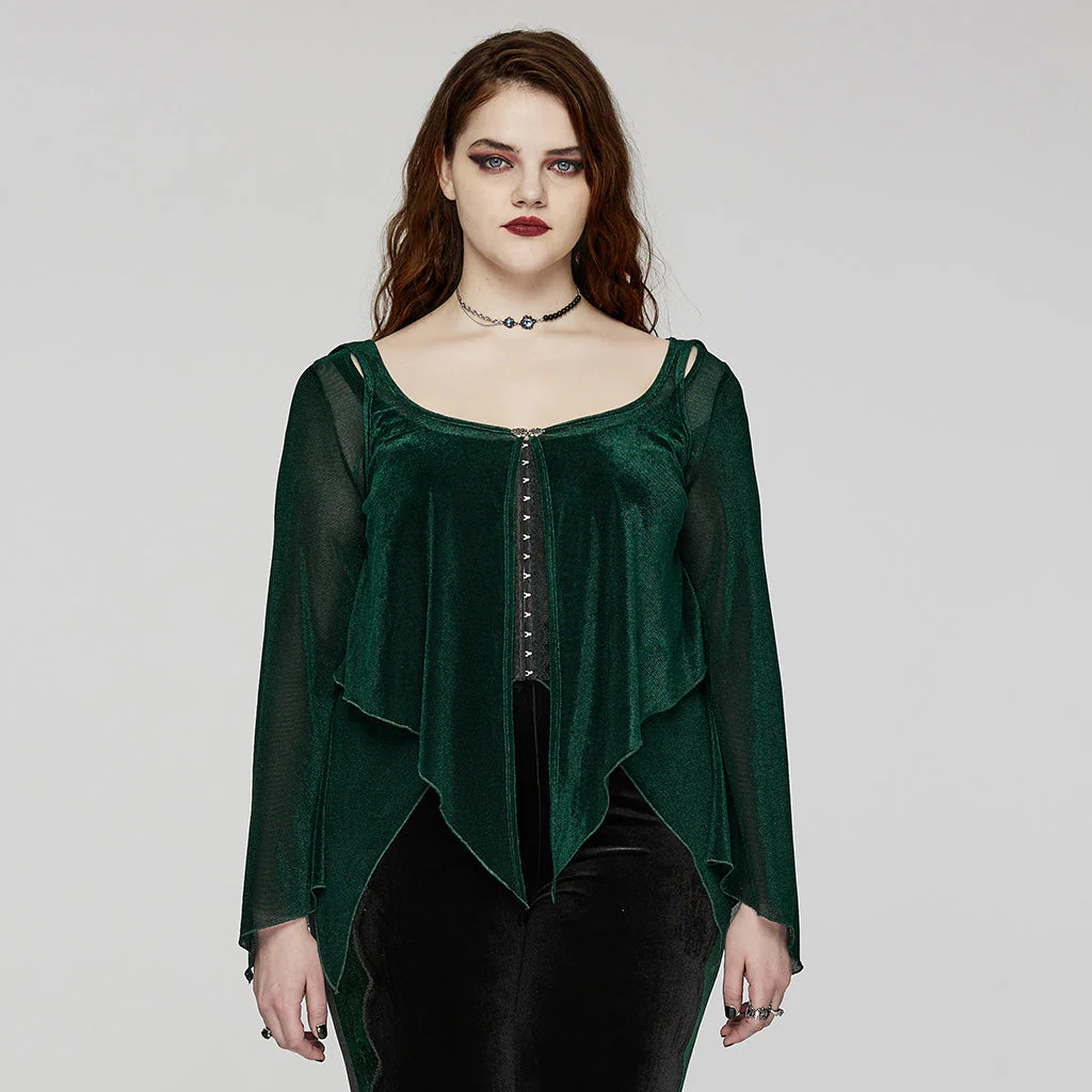 DY-1624XDF Gothic Elegance Layered Long Sleeve Mesh Shirt - Image 61