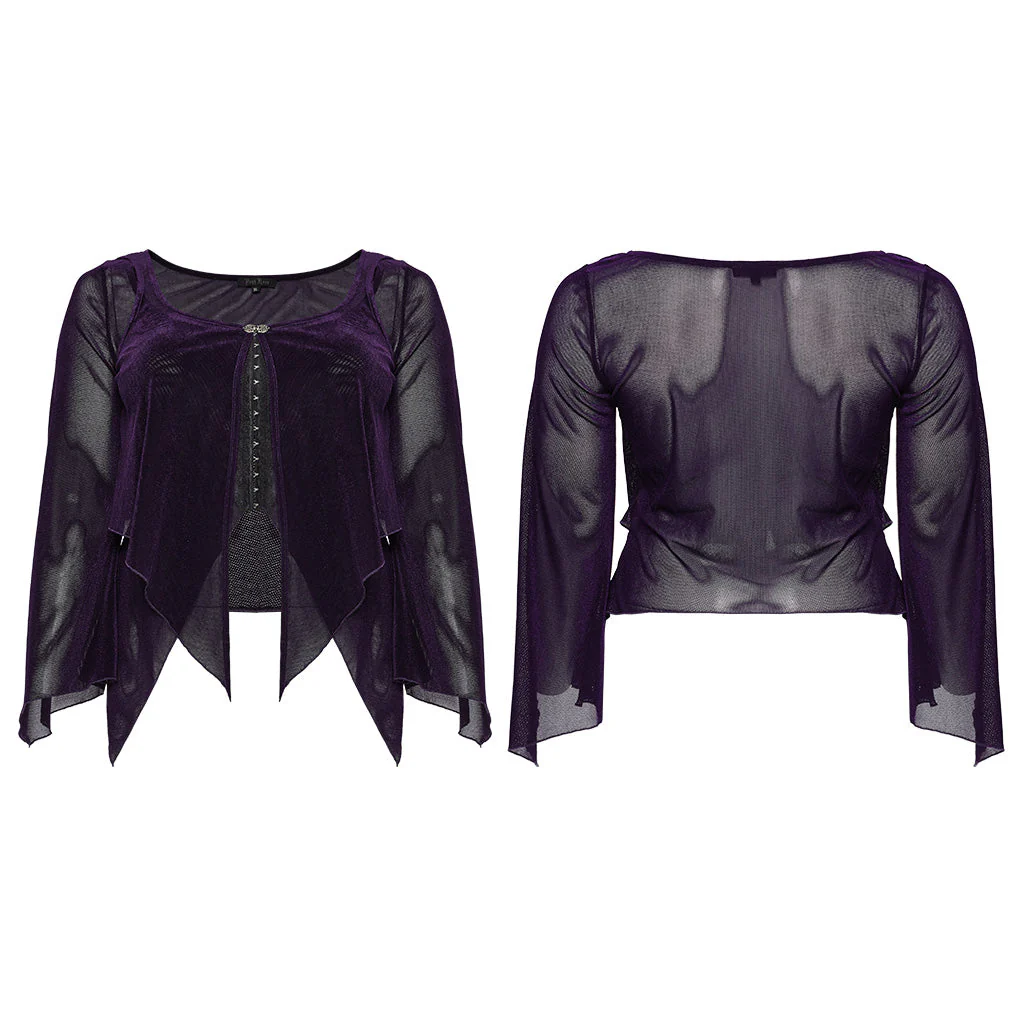 DY-1624XDF Gothic Elegance Layered Long Sleeve Mesh Shirt - Image 73