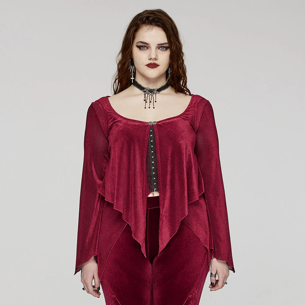 DY-1624XDF Gothic Elegance Layered Long Sleeve Mesh Shirt - Image 79