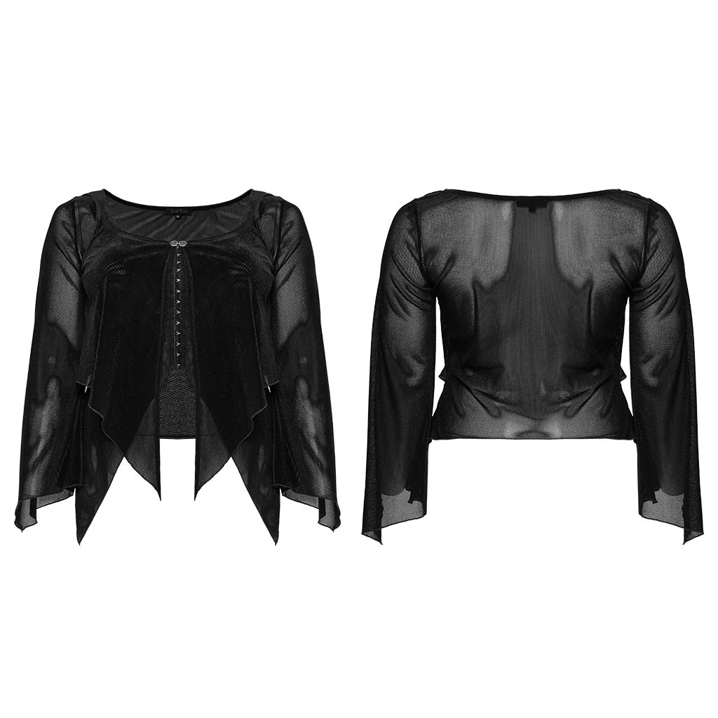 DY-1624XDF Gothic Elegance Layered Long Sleeve Mesh Shirt - Image 92