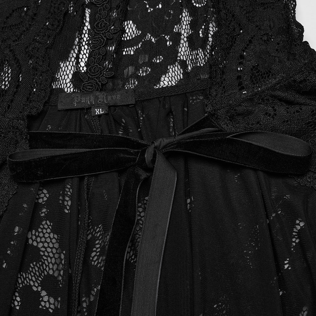 DY-1629DPF Gothic Lace Hooded Cloak Drape Sleeve Coat - Image 18