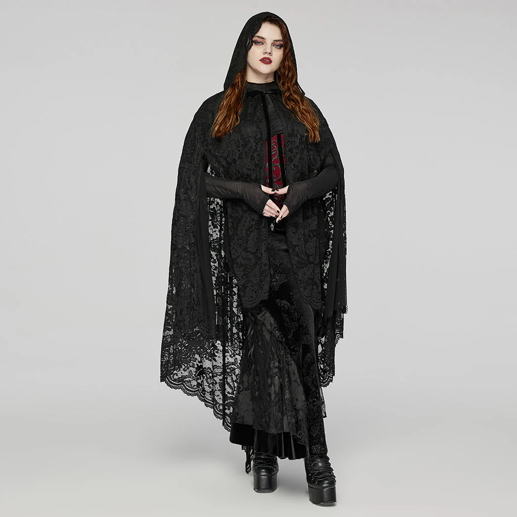 DY-1629DPF Gothic Lace Hooded Cloak Drape Sleeve Coat - Image 3