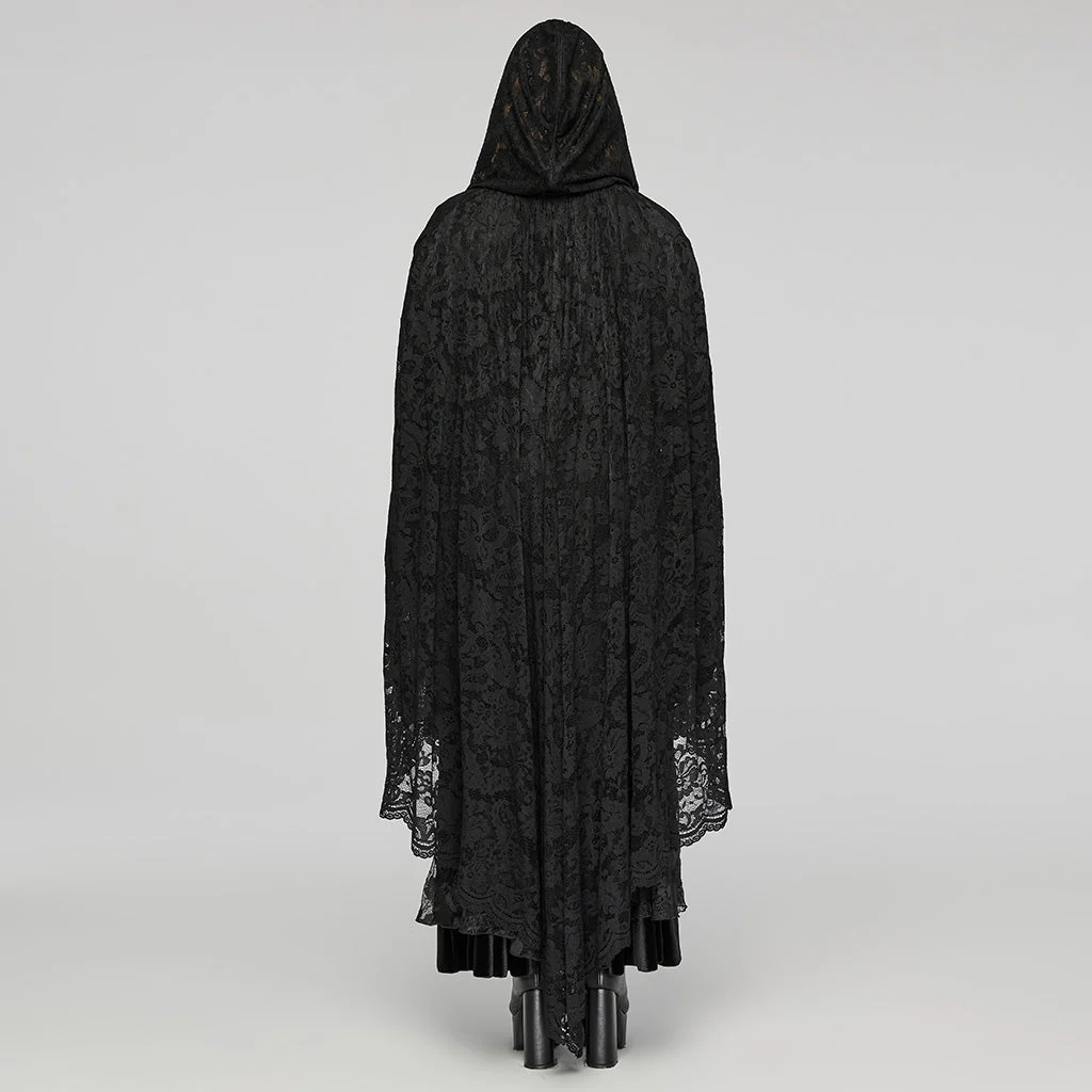 DY-1629DPF Gothic Lace Hooded Cloak Drape Sleeve Coat - Image 4