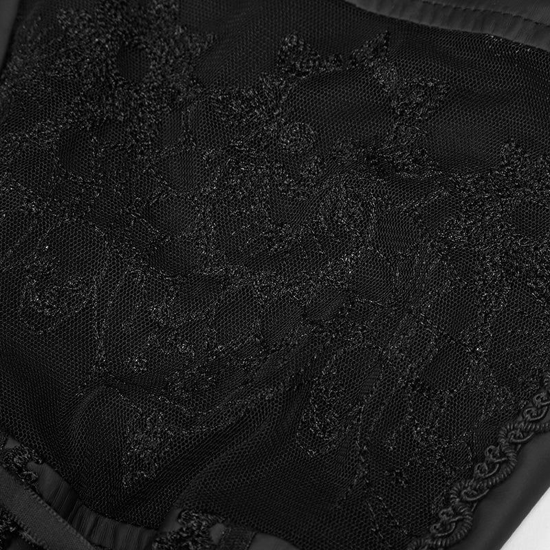 WK-293 Elastic Gothic Pants Skull Embroidered Leather Leggings - Image 5