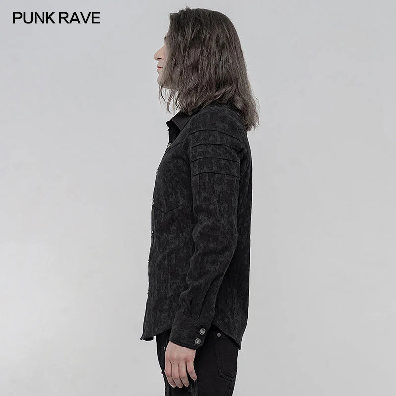 WY-1225CCM Elastic Jacquard Punk Long Sleeve Shirt - Image 2