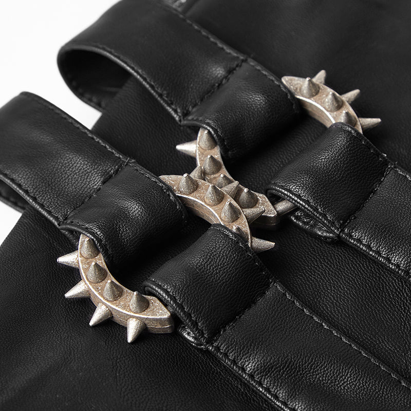 K-297 Elastic Mesh Spliced Leather Punk Pants For Men - Image 4