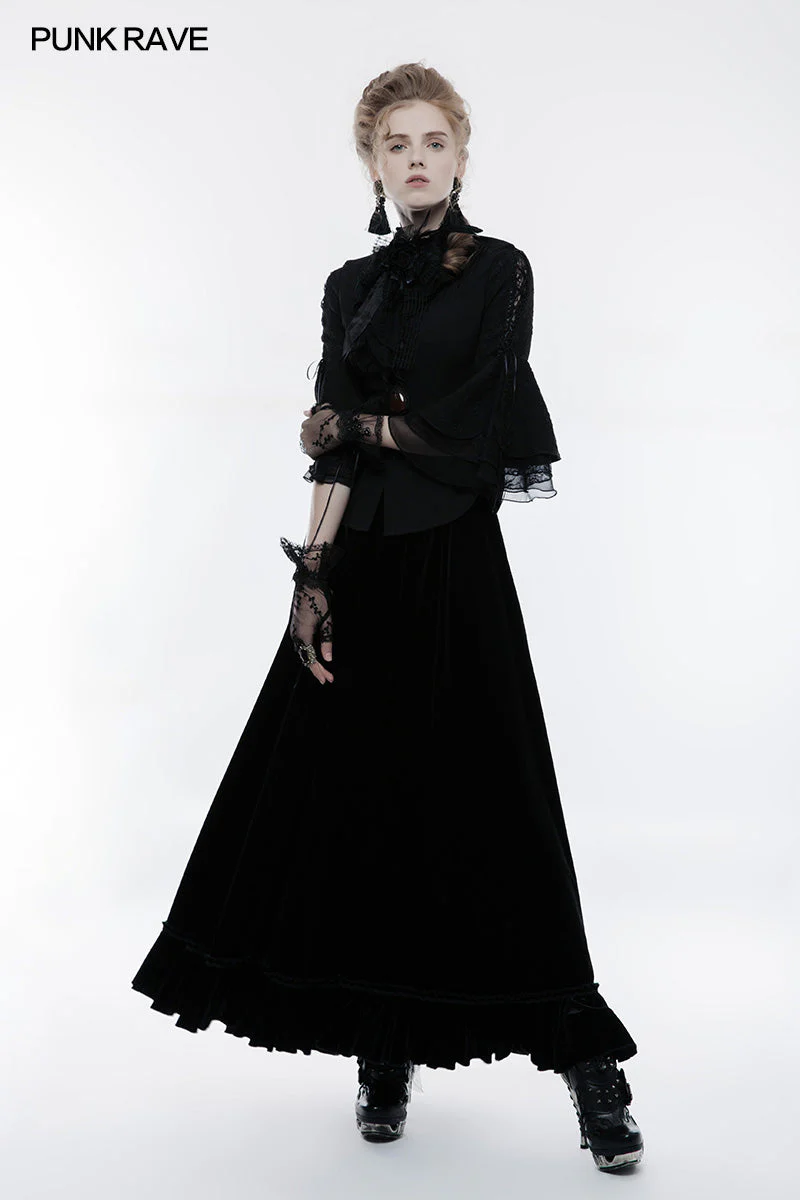 WS-247 Elegant Gothic Accessory Lace Gloves With Cuff Split Design - Image 6