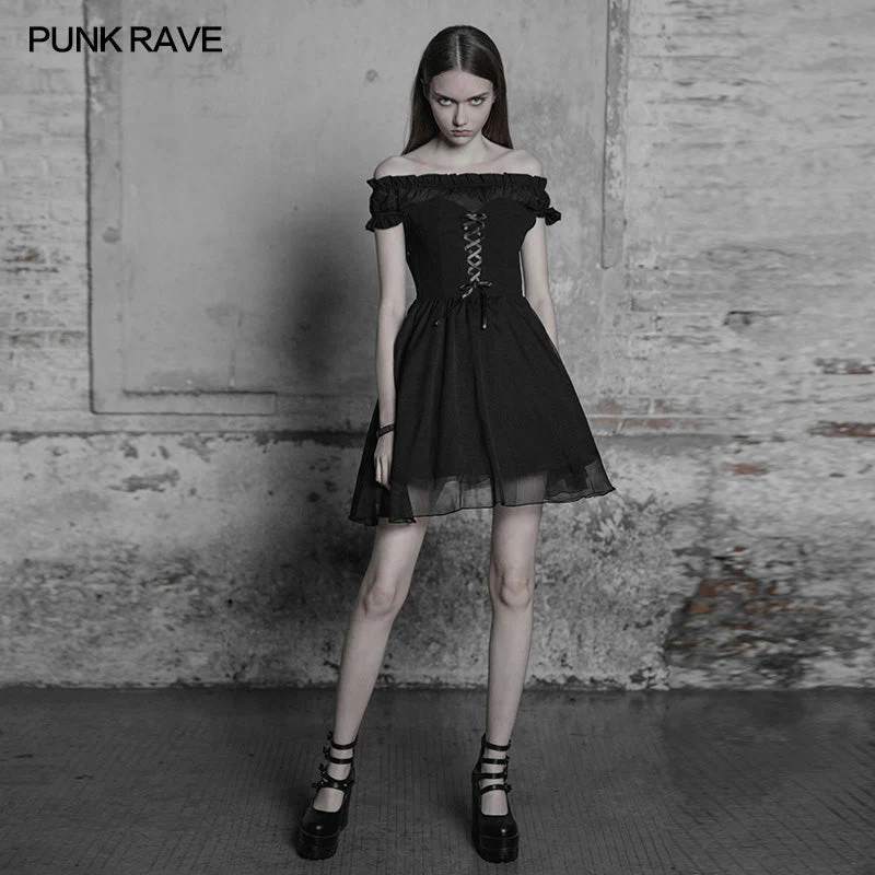 OPQ-338 Elegant Gothic Lolita Off Shoulder Ruffle Lace Dress