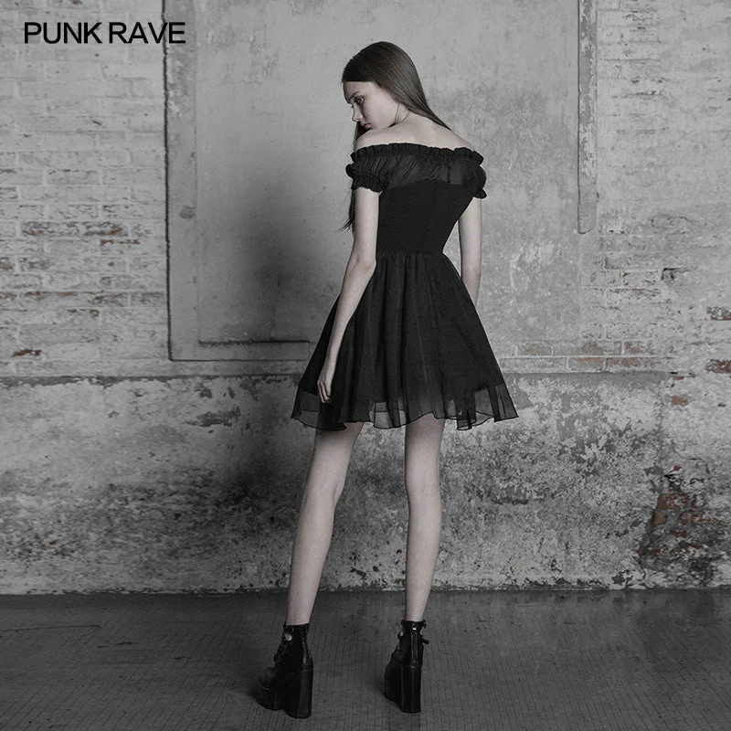 OPQ-338 Elegant Gothic Lolita Off Shoulder Ruffle Lace Dress - Image 3