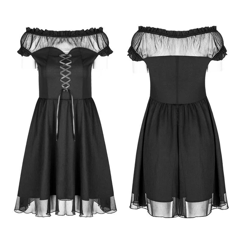 OPQ-338 Elegant Gothic Lolita Off Shoulder Ruffle Lace Dress - Image 4