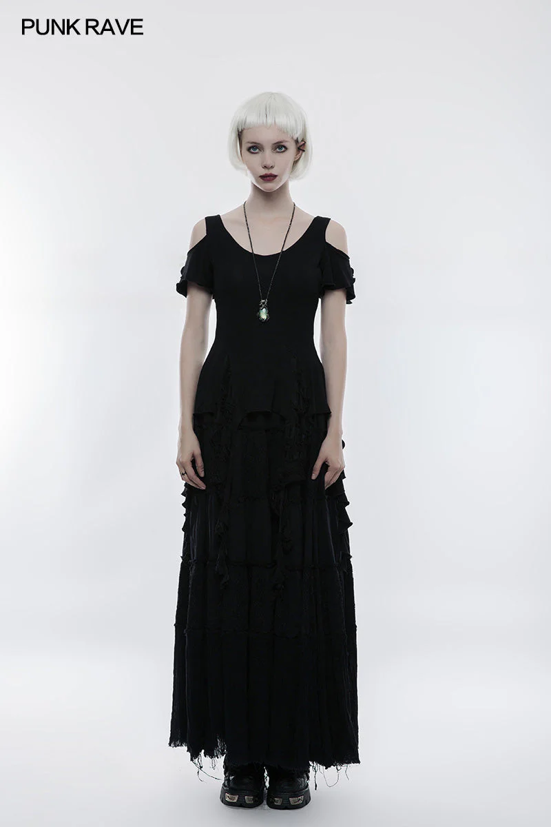 OT-499 Elegant Short Sleeves Gothic T-shirt With Broken Lace - Image 6